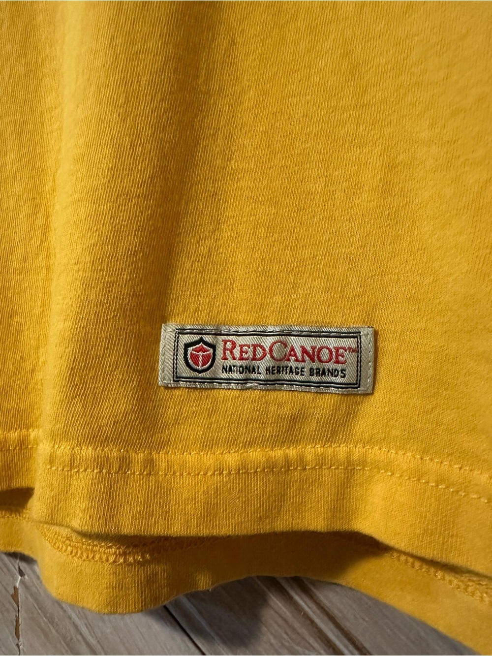 Red Canoe National Heritage Brands Vintage Deep Mustard Yellow Retro T Shirt - Picture 4 of 7